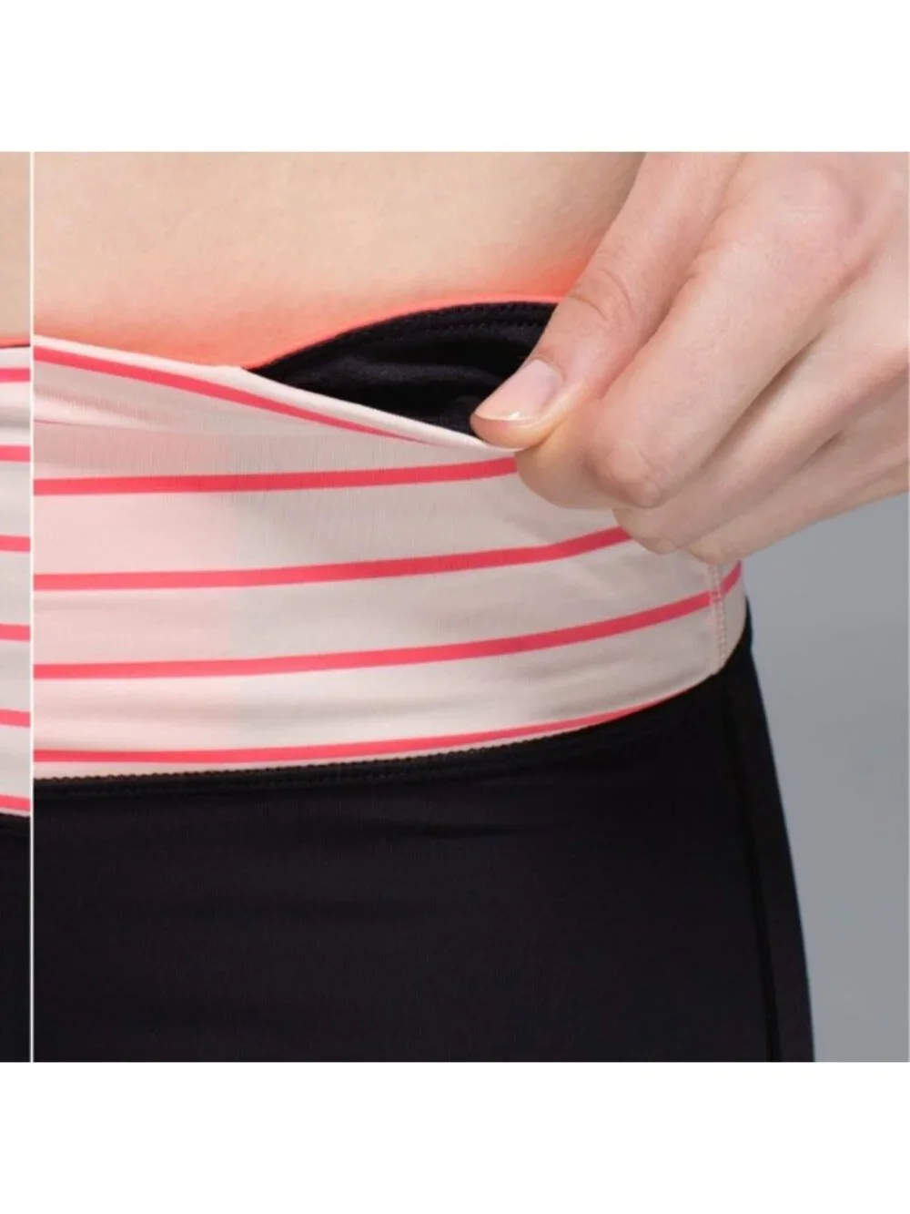 Lululemon Var-City Crop Black / Quiet Stripe Butter Pink Electric Coral